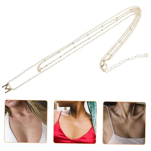 Hohopeti Damen Doppelreihige Buchstaben Kette Minimalistische Buchstaben Anhänger Halskette Leicht und Komfortabel Trendiger Lagenlook für Alltag Party und Dating Eleganter Schmuck für von Hohopeti