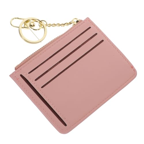 Hohopeti Damen Mini Geldbörse aus Langlebigem Material Kleines Portemonnaie mit Schlüsselanhänger Mehrlagige Kartenfächer Modische Brieftasche für Alltag und Reisen Stilvolle Rosa von Hohopeti