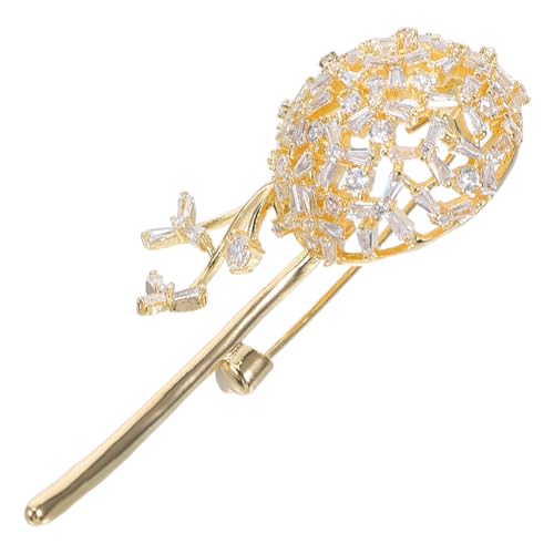 Hohopeti Dandelion Brosche mit Zirkonia Dekorativer Ansteckpin für Damenkleidung Vielseitiger Schal und Cardigan Clip Goldfarbener Schmuck für Damen Modisches Accessoire von Hohopeti