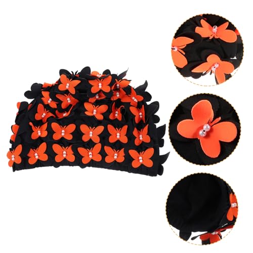 Hohopeti Dekorative Schwimmkappe mit Schmetterlingsmuster für Damen Großer Schutz Nylonbasierte Badekappe Angenehm für Kurzes Langes Dickes oder Lockiges Haar Bequemes Schwimmzubehör für von Hohopeti