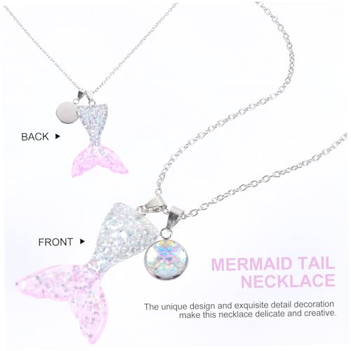 Hohopeti Delikate Damen Halskette mit Farbverlauf Meerjungfrau flossen Anhänger Elegante Modeschmuck Kette für Party Alltag Geschenk für Frauen Schlichtes Collier von Hohopeti