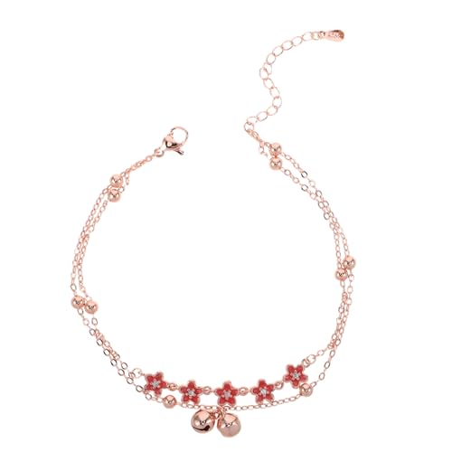 Hohopeti Doppellagiges Fußkettchen mit Glockenanhänger Verstellbares Damen Fußschmuck Leichtes und Komfortables Knöchelband für Sommer Strand und Alltag Traditionell Moderner Stil von Hohopeti