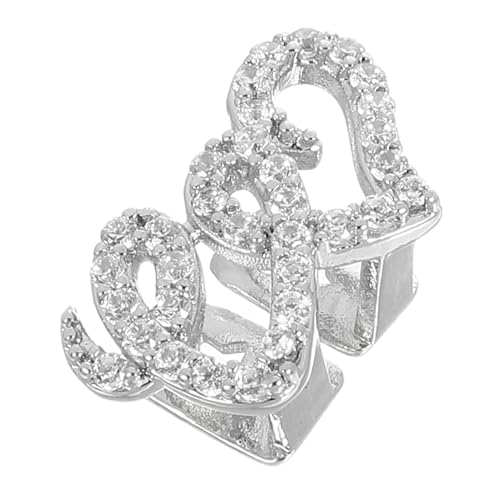 Hohopeti Doppelte Herzform Zahn Grill Damen Schmuck Hip Hop Stil Mundgrill mit Funkelnden Zirkonia Zahnkappe für Erwachsene Bequemes Design für Party und Bühnenauftritte von Hohopeti