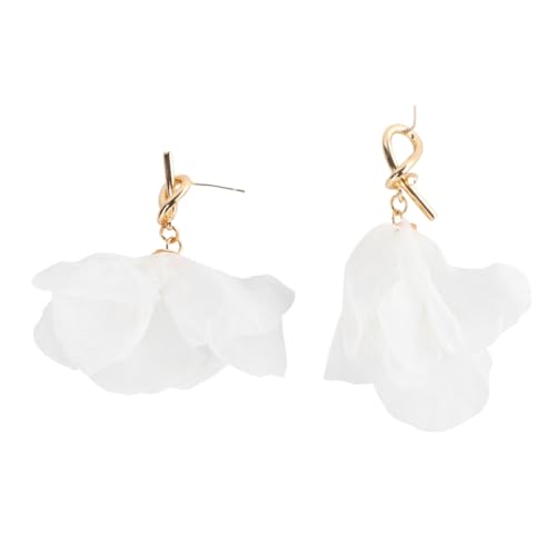 Hohopeti Elegante Damen Blumenohrringe mit Bowknot design Leichte Legierung Modisch und Retro Weiße Blütenanhänger Vielseitig für Alltag Party und Besondere Anlässe Geeignet von Hohopeti