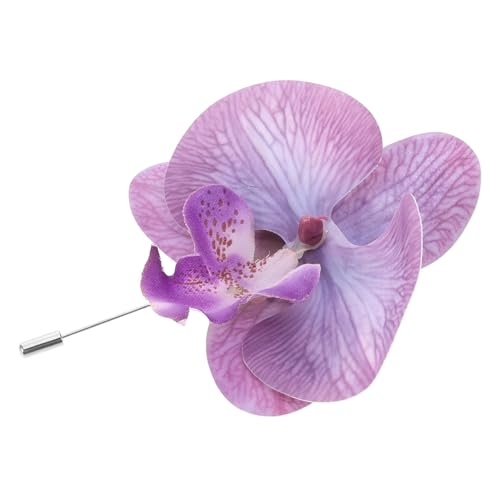 Hohopeti Elegante Orchideen brosche Anstecknadel Herren Handpoliert Zinklegierung Raffinierte Blumenform Vielseitig für Abschlussball Hochzeit Abendveranstaltung Stilvolle Lapel Pins von Hohopeti