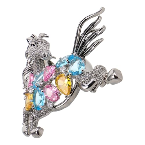 Hohopeti Elegante Pferdebrosche Damen Herren mit Bunten Strasssteinen Leichter Tier-anstecker für Anzug Mantel Pullover Kleid Modisches Emaille Accessoire für Vielseitigen Stil von Hohopeti