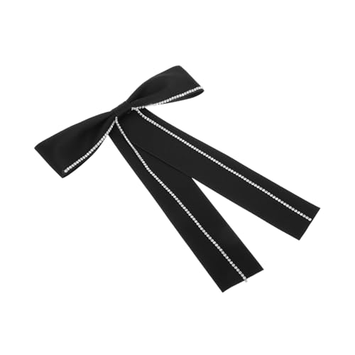 Hohopeti Elegante Schwarze Stoff schleifenbrosche für Damen Vorgebundene Fliege mit Strassakzent Modische Anstecknadel für Blusen Hemden Uniformen und Festliche Anlässe von Hohopeti