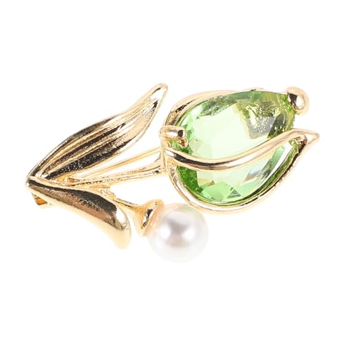 Hohopeti Elegante Tulpenbrosche mit Zirkonia und Natürlichen Perlen Vergoldet Modische Anstecknadel für Damen Vielseitiger Schal Anzug broschenpin für Hochzeiten Partys und Besondere von Hohopeti