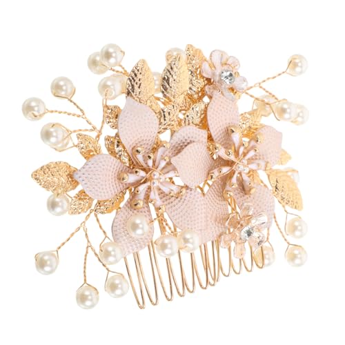 Hohopeti Eleganter Brauthaarkamm mit Strass und Künstlichen Perlen Handgefertigter Blumen haarschmuck für Hochzeitsfrisuren Vielseitiger Haarkamm für Damen und Mädchen Geeignet für von Hohopeti