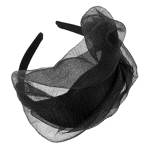 Hohopeti Eleganter Frauen Fascinator Haarband mit Breiter Gauze Leichter Kopfschmuck für Bankett Hochzeit Party Cosplay Bequem und Sicher für Verschiedene Frisuren Schwarzer Vintage von Hohopeti
