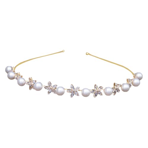 Hohopeti Elegantes Perlen haarband mit Zirkon blumen Modischer Haarschmuck für Damen und Mädchen Vielseitiges Stirnband für Hochzeit Party und Alltag Komfortabel und Stilvoll in Gold von Hohopeti