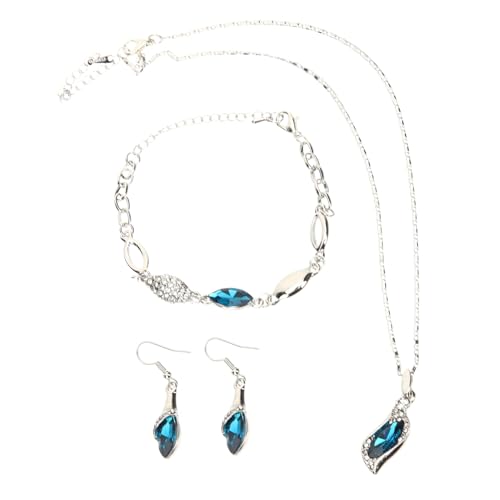 Hohopeti Elegantes Teiliges Schmuckset Damen Ohrstecker Halskette Armband Silberfarbenes Modeschmuck für Hochzeit Valentinstag Geburtstag von Hohopeti