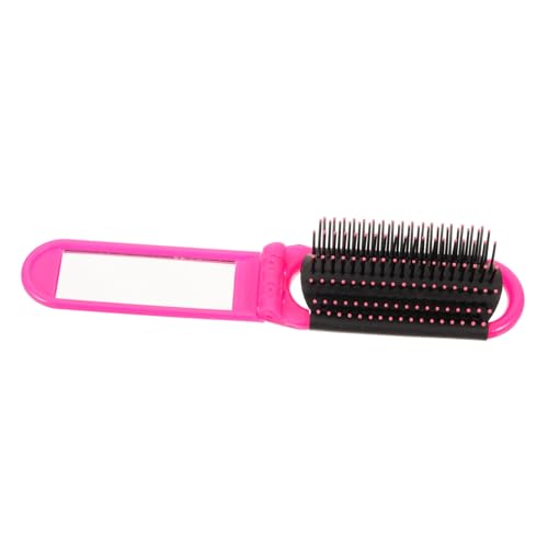 Hohopeti Faltbare Haarbürste mit Spiegel Tragbarer Kamm für Frauen und Mädchen Sanft Entwirrend Kopfschonend Robustes Styling tool für Reisen und Festivals Praktische Klappbürste von Hohopeti