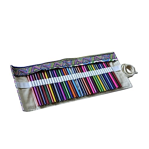 Hohopeti Langlebige Bleistiftrolle Aus Segeltuch 36 Fächer Große Kapazität Schreibwarentasche von Hohopeti