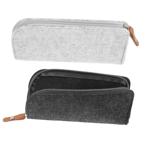 Hohopeti 2stücke Teiliges Filz-mäppchen Für Stifte Vielseitige Aufbewahrungstasche Für Büro Und Freizeit Große Kapazität Handlich Und Leicht Tiefgrau von Hohopeti