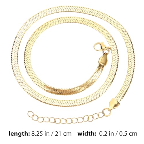 Hohopeti Flache Snake Bone Halskette aus Edelstahl für Damen und Mädchen Modische Kette mit Schlangenmuster Stilvolle Clavicle Chain als für Freundin und Geburtstagsgeschenk von Hohopeti