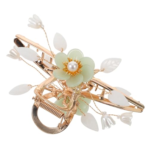 Hohopeti Floral Hair Claw Clip für Frauen Retro Vintage Design mit Perlen und Blättern Starker Rutschfester Haarclip für Sommerliche Frisuren und Hanfu Styling von Hohopeti