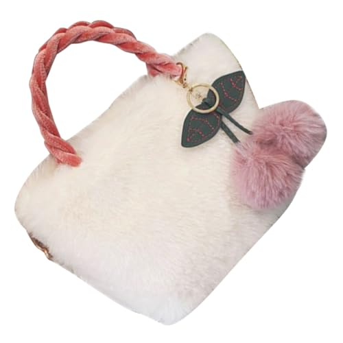Hohopeti Fluffy Plüsch Umhängetasche Damen Flauschige Crossbody Handtasche Kirsche Motiv Weiche Schultertasche Tragbar Vielseitig für Alltag und Freizeit von Hohopeti