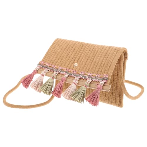 Hohopeti Fransen umhängetasche Damen Handgewebt Quaste Schultertasche Kleine Crossbody Bag für Alltag Reisen Strand Shopping von Hohopeti