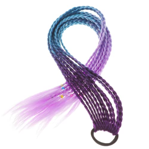 Hohopeti Geflochtene Synthetische Haarsträhne mit Elastischem Haarband Bunte Ponytail Extension für Mädchen Rutschfeste Haarverlängerung für Cosplay Partys und Alltag Leicht und Angenehm von Hohopeti