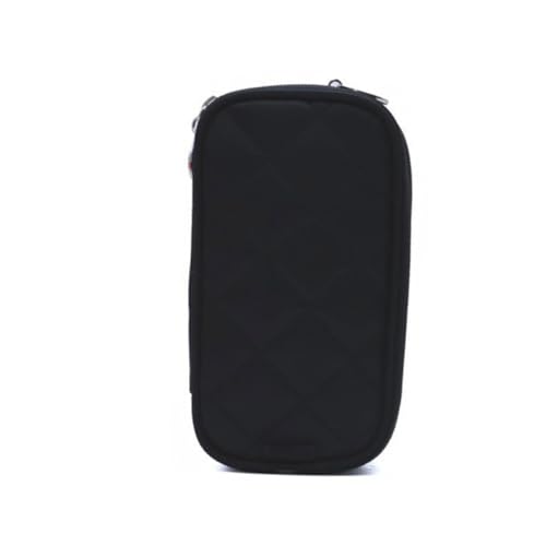 Hohopeti Geometrische Doppellagige Makeup Tasche mit Reißverschluss Tragbar Wasserabweisend Große Kapazität Vielseitig für Reisen Kosmetik und Toilettenartikel Schwarzes Design für Damen von Hohopeti