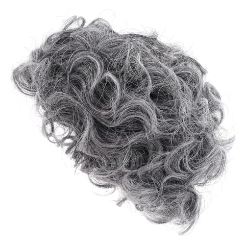 Hohopeti Graue Kurze Lockenperücke Damen Kunsthaar Atmungsaktiv Realistisch für Cosplay Party Halloween Performance Kostüm Zubehör von Hohopeti