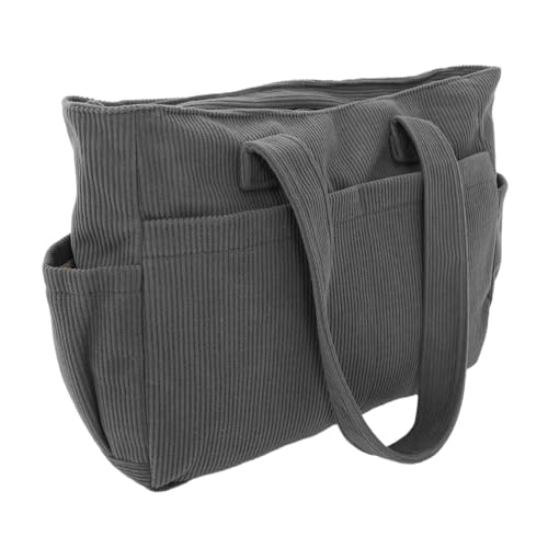 Hohopeti Große Canvas Umhängetasche Damen und Herren Vielseitige Tragetasche mit Verstellbarem Riemen Robuste Stofftasche für Alltag Arbeit Schule und Reisen Graue Retro Tote Bag aus von Hohopeti