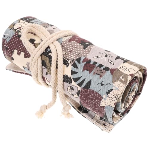 Hohopeti Großes Canvas Roll up Federmäppchen mit Fächern Langlebige Stiftemappe für Buntstifte Praktische Aufbewahrungstasche mit Separaten Slots für Radiergummi und Anspitzer für Künstler von Hohopeti
