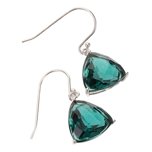 Hohopeti Grüne Kristallohrringe Geometrisch Kurze Dreieck Ohrringe mit Silberbesatz Ohrhänger Damen Schmuck für Alltag und Partys und Minimalistisches Design von Hohopeti