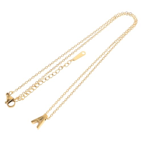 Hohopeti Halskette Damen mit Vergoldetem Buchstaben A Anhänger Leichte Edelstahlkette Kleine Perlen Modisches Schmuckstück für Alltag Party und Besondere Anlässe von Hohopeti