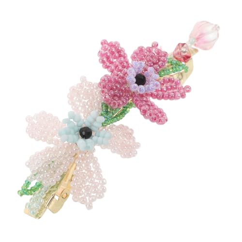Hohopeti Handgefertigte Beaded Hair Clips mit Farbenfrohen Blumenmuster Robuste Federklemme Verspieltes Design für Mädchen Geeignet für Ponytails Hochsteckfrisuren Schule und Partys von Hohopeti