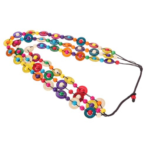 Hohopeti Handgefertigte Boho Holzperlen Halskette mit Kokosnussperlen Vintage Ethnische Lange Perlenkette für Damen Strand Schmuck Zubehör von Hohopeti