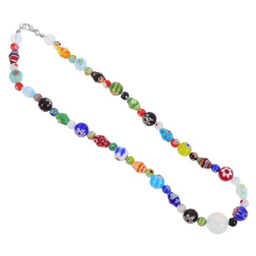 Hohopeti Handgefertigte Glasperlen Halskette mit Opal Anhänger Zarte DIY Damen Schmuck Modischer Beaded Choker für Frauen und Mädchen Vielseitiges Geschenk zu Geburtstagen und Besonderen von Hohopeti