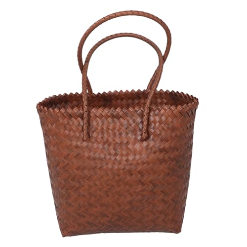 Hohopeti Handgefertigte Imitation Rattan Schultertasche Boho Stil Langlebiges Geflecht Mit Verstellbarem Langem Riemen Für Damen Einkauf Strand Reise Alltag von Hohopeti