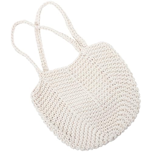 Hohopeti Handgewebte Baumwoll tasche Damen Strandtasche Leichte Umhängetasche Sommer Shopper Praktisch Robust Für Alltag Urlaub Party Geschenk von Hohopeti
