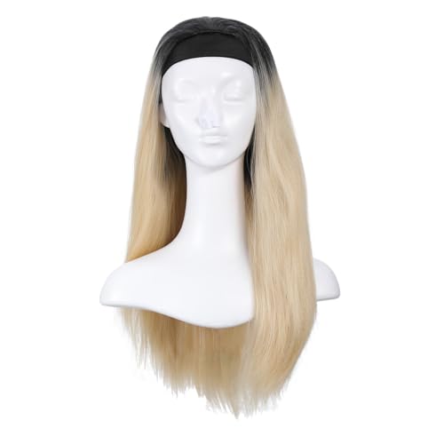 Hohopeti Headband-Perücke Lang Glatt für Damen Hitzebeständige Synthetische Fasern Leicht und Bequem Vielseitig für Alltag Party Cosplay Einfaches Styling Frei von Kleber Hellblond von Hohopeti