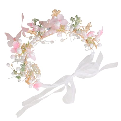 Hohopeti Hochwertiges Braut-haarband mit Simulierten Perlen und Schmetterlingen Verstellbar für Verschiedene Kopfgrößen Leichtes Komfortables Design für Hochzeit Brautjungfern und Festliche von Hohopeti