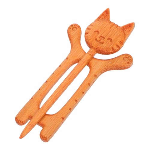 Hohopeti Holz Geschnitzte Katzenbrosche Handgefertigt Leichter Rustikaler Lapel Pin mit Detailreichem Tiermotiv Eleganter Schmuckclip für Damenpullover Schals und Oberbekleidung von Hohopeti
