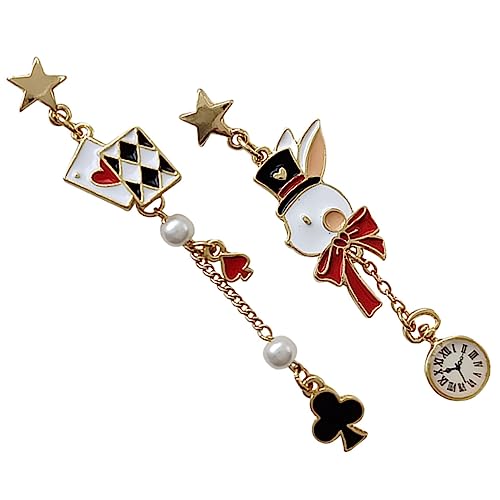 Hohopeti Kaninchen Ohrringe für Frauen Asymmetrische Dangle Ohrringe Silber Modischer Schmuck für Mädchen für Besondere Anlässe und Alltag von Hohopeti