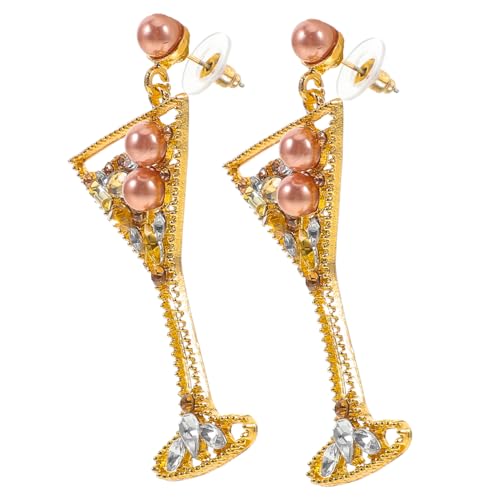 Hohopeti Leichte Damen Ohrhänger mit Weinglas anhänger Champagnerfarbene Imitationsperle und Funkelnden Strasssteinen Stilvolle Ohrschmuck für Festliche Anlässe und Alltag Hohopeti Leichte Damen Ohrhänger mit Weinglas anhänger Champagnerfarbene Imitationsperle und Funkelnden Strasssteinen Stilvolle Ohrschmuck für Festliche Anlässe und Alltag von Hohopeti