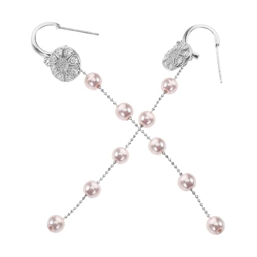 Hohopeti Leichte Perlenohrringe mit Langem Kettenanhänger Ästhetische Französische Stil Ohrstecker Vielseitig Kombinierbare Modeschmuck für Hochzeiten Partys und Strandveranstaltungen von Hohopeti