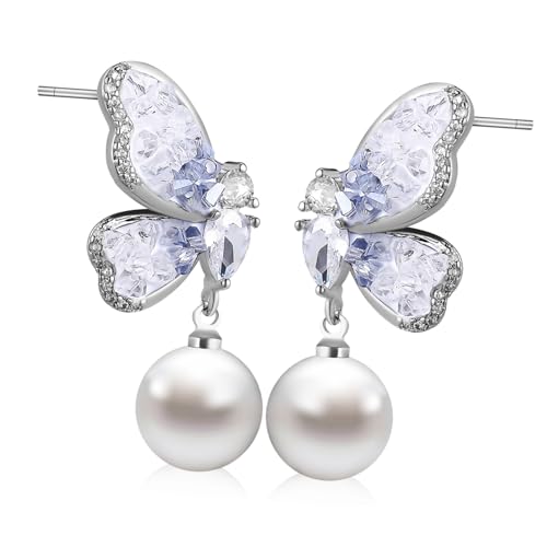 Hohopeti Leichte Schmetterling Ohrringe mit Perlenanhänger Verarbeitung Komfortabel und Langlebig Modisches Design für Damen und Mädchen für Alltag und Besondere Anlässe von Hohopeti