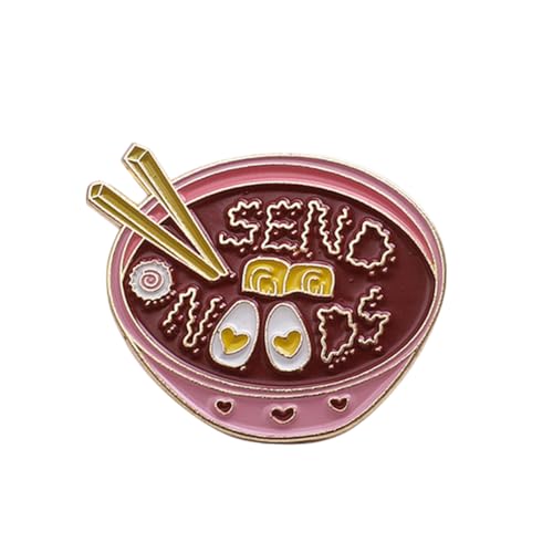 Hohopeti Lustige Cartoon Ramen Brosche aus Emaille Dunkelrote Legierung Anstecknadel Vielseitiger Modischer Schmuck für Rucksack Kleidung und Geschenk zu Geburtstag Party Muttertag von Hohopeti