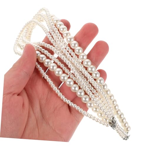 Hohopeti Mehrschichtige Vintage Perlenkette Damen mit Künstlichen Perlen Choker Halskette im Barockstil Modische Lange Halskette für Hochzeit Party und Elegante Anlässe von Hohopeti