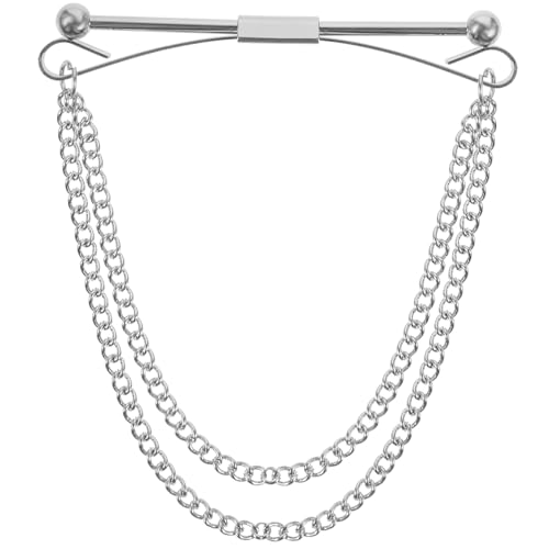 Hohopeti Metall Collar Pin mit Kette Herren Hemdkragenstab Anstecknadel Business Krawattennadel Langlebig für Formelle Anlässe Hochzeit Party von Hohopeti