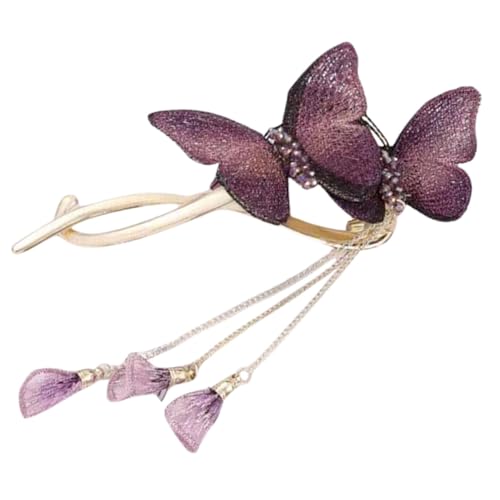 Hohopeti Metall Haarklammer mit Schmetterlings design und Quasten Eleganter Haarschmuck für Frauen Bequemer Clip für Alltag und Besondere Anlässe Modisches Accessoire für Hochsteckfrisuren von Hohopeti