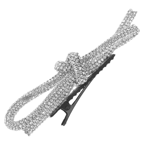 Hohopeti Metall Haarklammer mit Strass Schleife Dekorative Haarspange für Frauen Modischer Haarschmuck für Festliche Anlässe Hochzeit Geburtstag Alltagslook Silber von Hohopeti