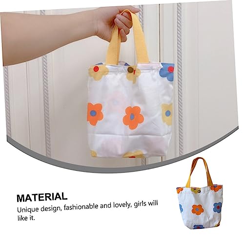 Hohopeti Mini Canvas Tasche mit Blumenmuster Handliche Handtasche aus Robustem Baumwollstoff Kleiner Pouch für Damen und Mädchen Modische Stofftasche für Alltag und Einkauf von Hohopeti