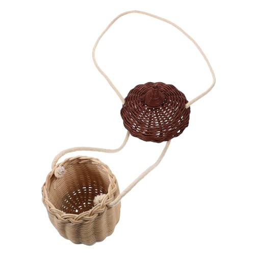 Hohopeti Mini Rattan Körbchen Umhängetasche Acorn Form Geflochtene Aufbewahrungstasche Kreatives Design Geschenkidee von Hohopeti
