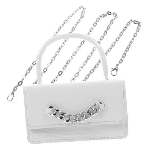 Hohopeti Modische Damen Mini Handtasche Weiß PU Ketten Schultertasche Klein Casual Crossbody Bag für Businesskarten Telefon Geldbörse Alltag von Hohopeti